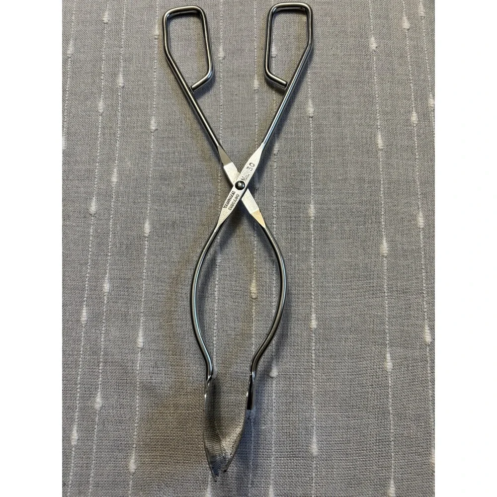 Vintage Vaughan Chicago No. 30 Tongs With Curved Teeth Stainless Kitchen Utensil